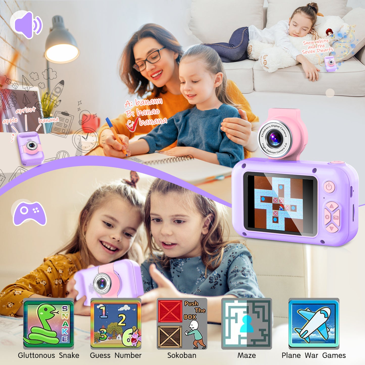 X101-D Purple Kids Camera