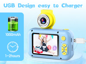 X101C-B Blue-Dinosaur Kids Camera with Silicone Case